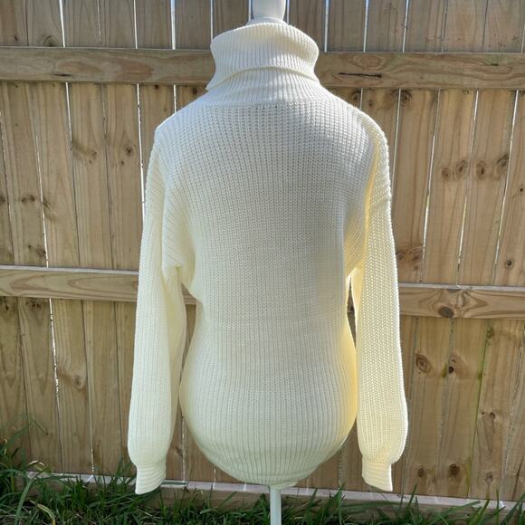 Bump Biddy maternity high turtleneck long sleeve cream knitted sweater - Picture 3 of 5